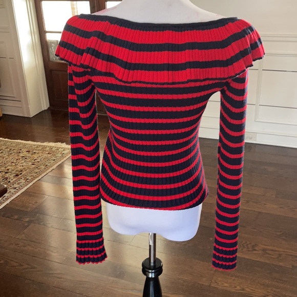 MSGM Striped Off The Shoulder Ruffle Sweater - Picture 4 of 8